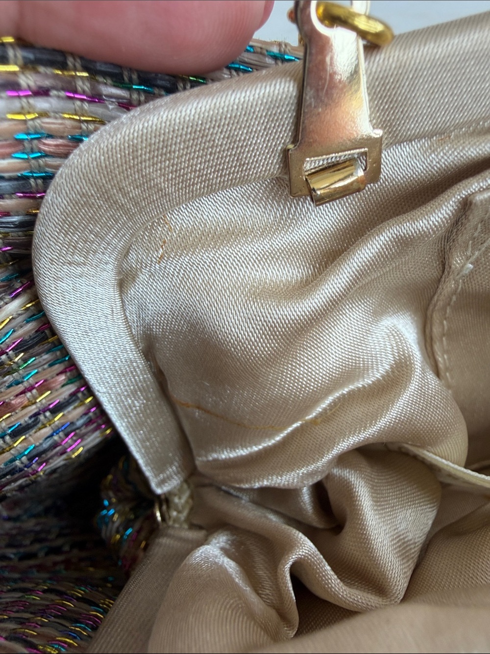Vintage Bow Multicolor Clutch Handbag with Gold Chain- Whimsical , Flare - Picture 6 of 8